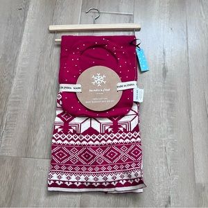 Baby Blanket & Bib Set 100% Cotton‎ Red White - Holiday Christmas Gift NWT